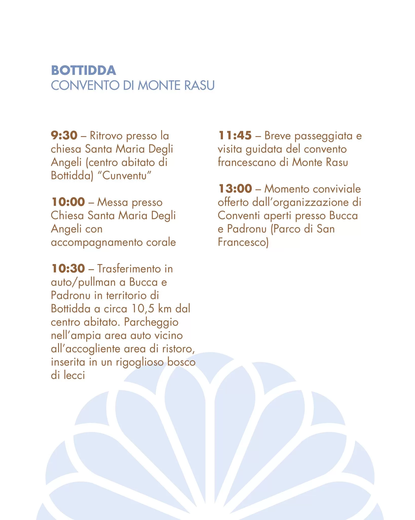 Conventi Aperti in Sardegna - Programma 2025