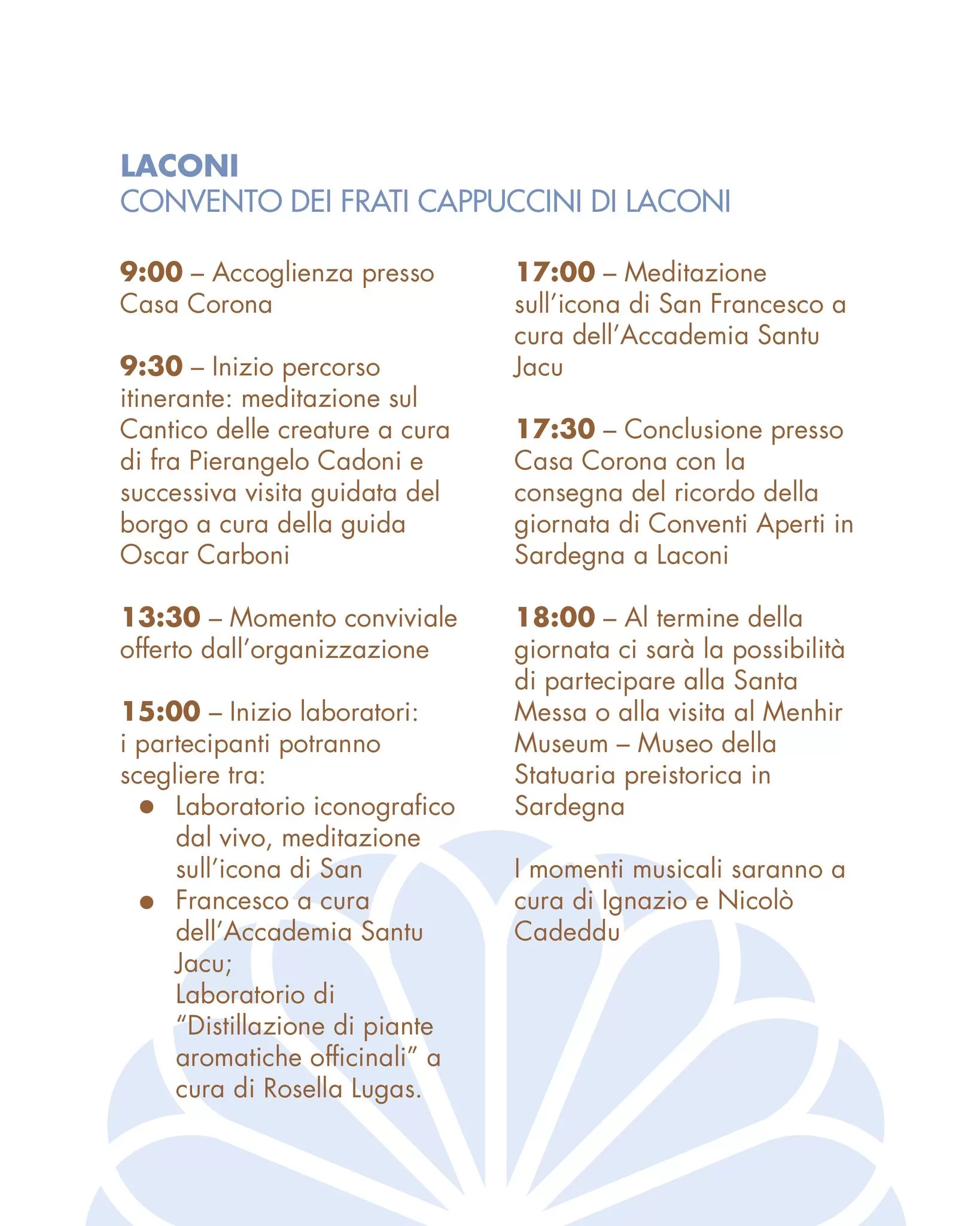 Conventi Aperti in Sardegna - Programma 2025