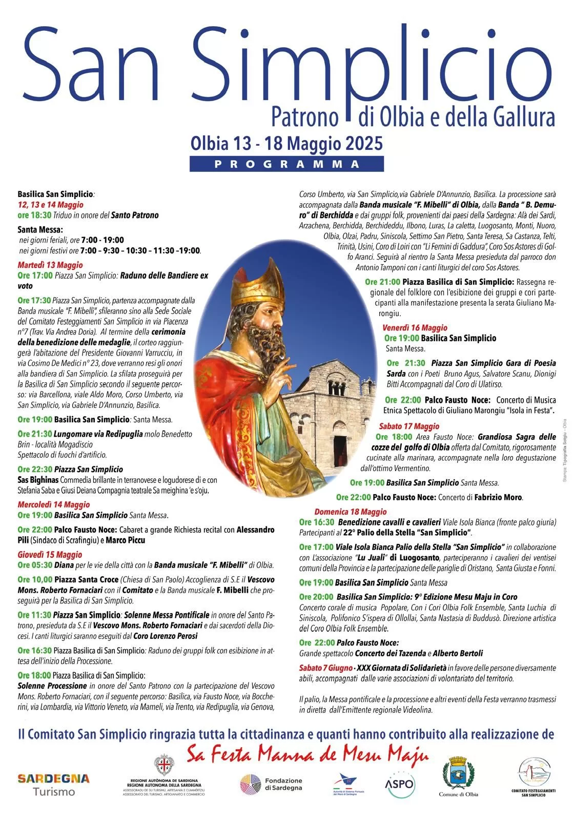 Festa di San Simplicio ad Olbia - Programma 2025