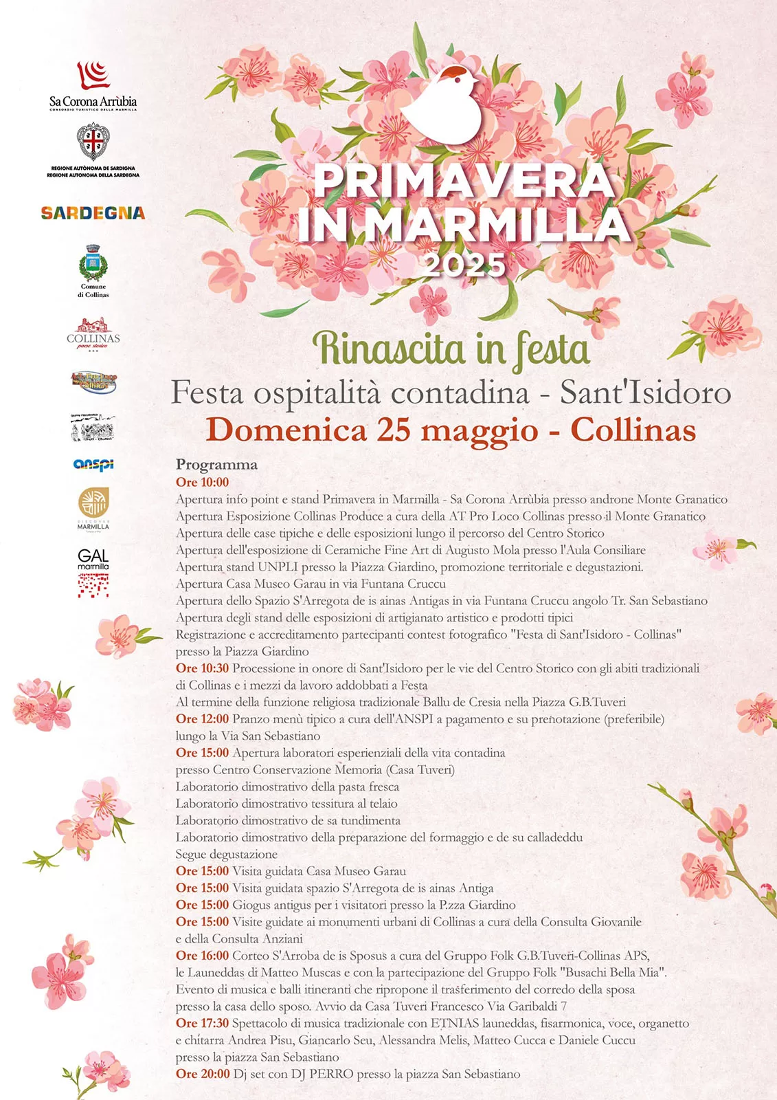 Primavera in Marmilla a Collinas - Programma 2025