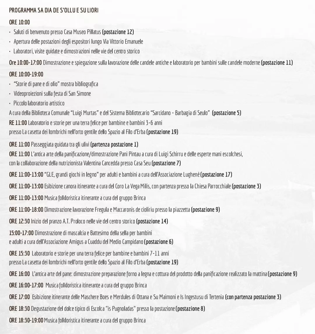 “Sa Dia de S'Ollu et su Liori” a Escolca - Programma 2025