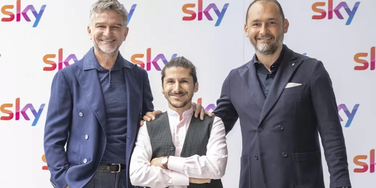 Alessandro Bonan, Fayna e Gianluca Di Marzio conduttori del programma “Calciomercato – L’Originale”. ? Sky Sport