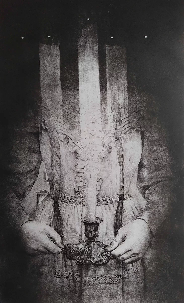 “Vita” di Daniela Savini, puntasecca e acquatinta su carta