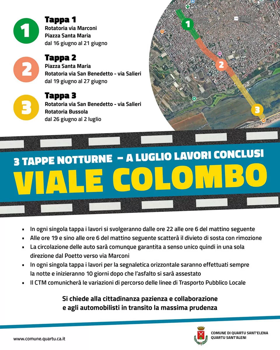 Nuovo asfalto in viale Colombo a Quartu