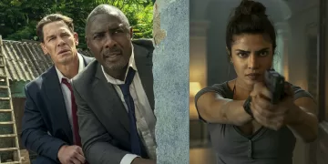 John Cena, Idris Elba e Priyanka Chopra Jonas nel film “Capi di Stato in fuga”. 📷 Amazon MGM Studios