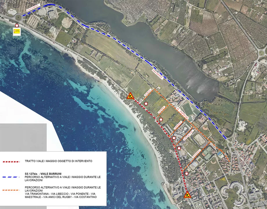 Alghero, lavori in Viale I Maggio - luglio 2025