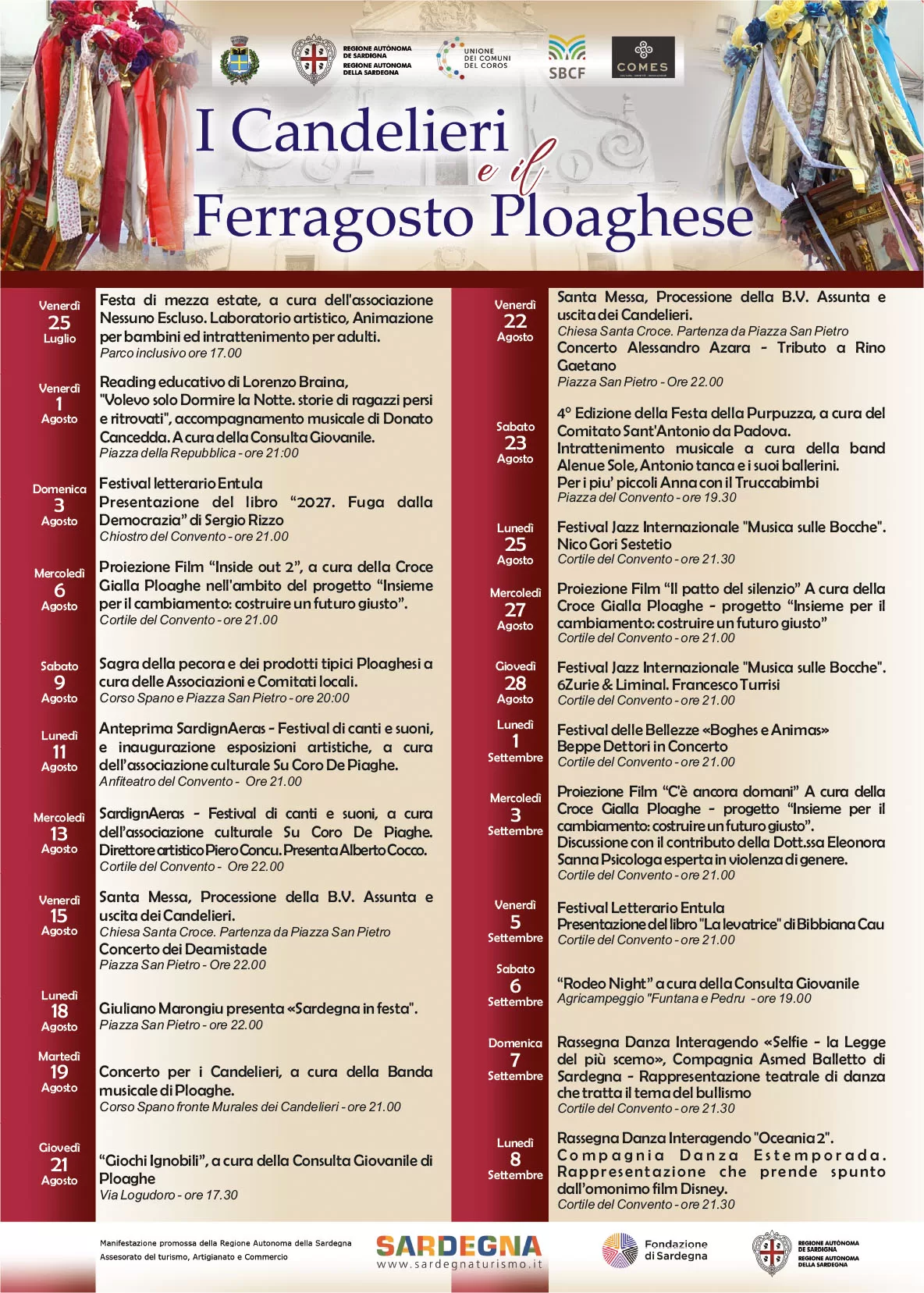 I Candelieri e il ferragosto Ploaghese - Programma 2025