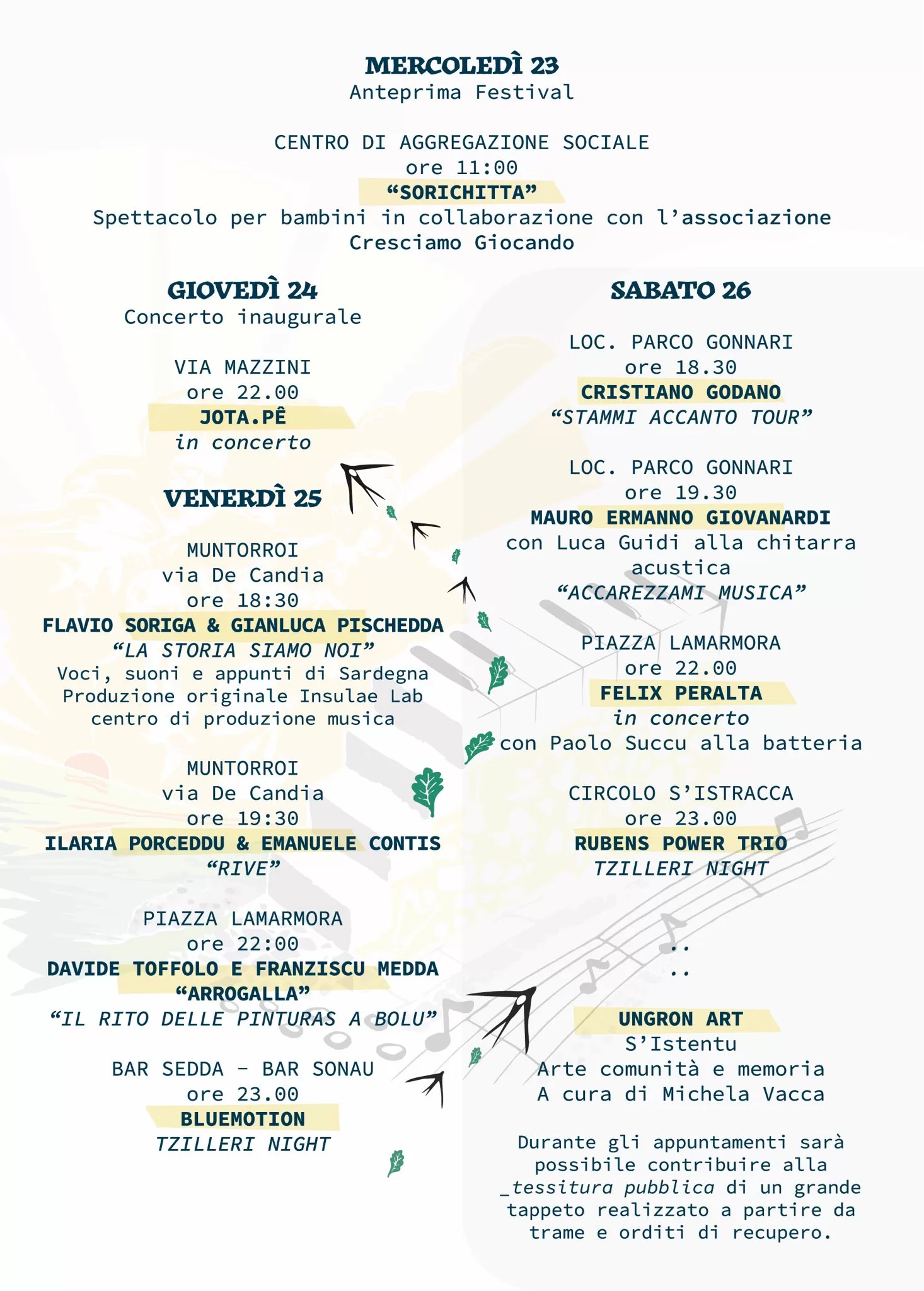 Programma quarta edizione di Sonala