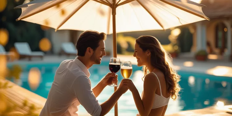 Un brindisi a bordo piscina