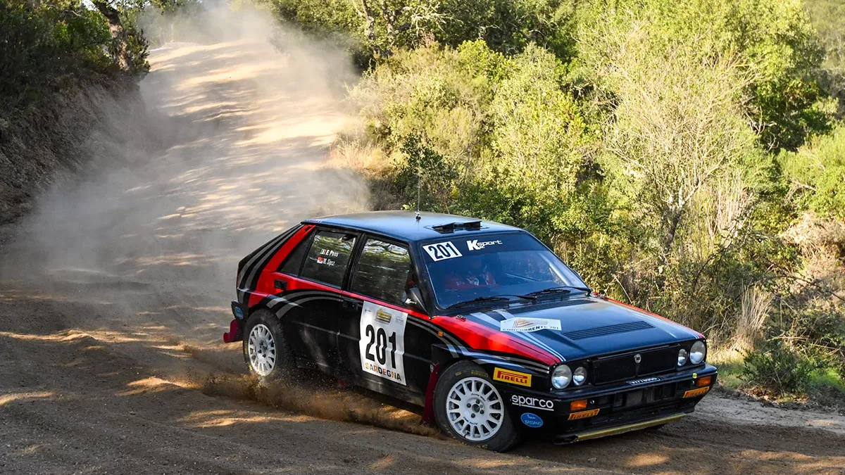Sipsz-Pons su Lancia Delta Integrale vincitori del 7° Rally Vermentino Historicu. Foto Aci Sport
