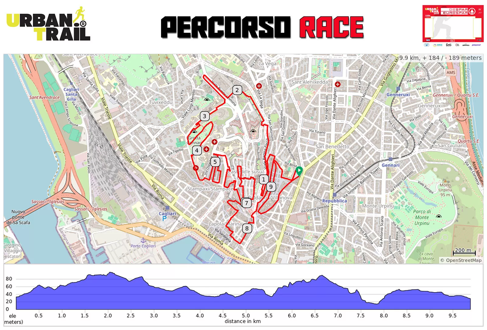 Il percorso dell'11° Cagliari Urban Trail Run