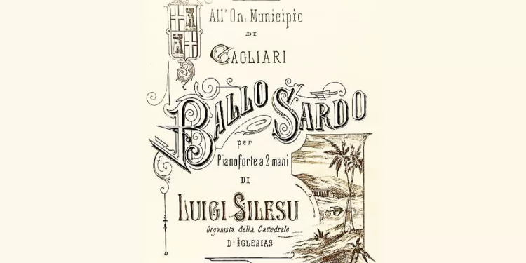 Copertina originale di “Ballo Sardo per pianoforte a due mani” di Luigi Silesu
