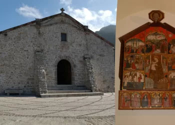 Il Retablo della Pestilenza e la chiesa di Santa Barbara a Olzai. Credits Archivio RAS