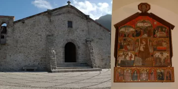 Il Retablo della Pestilenza e la chiesa di Santa Barbara a Olzai. Credits Archivio RAS