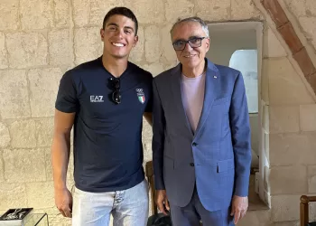 Riccardo Pianosi con il sindaco di Quartu Graziano Milia