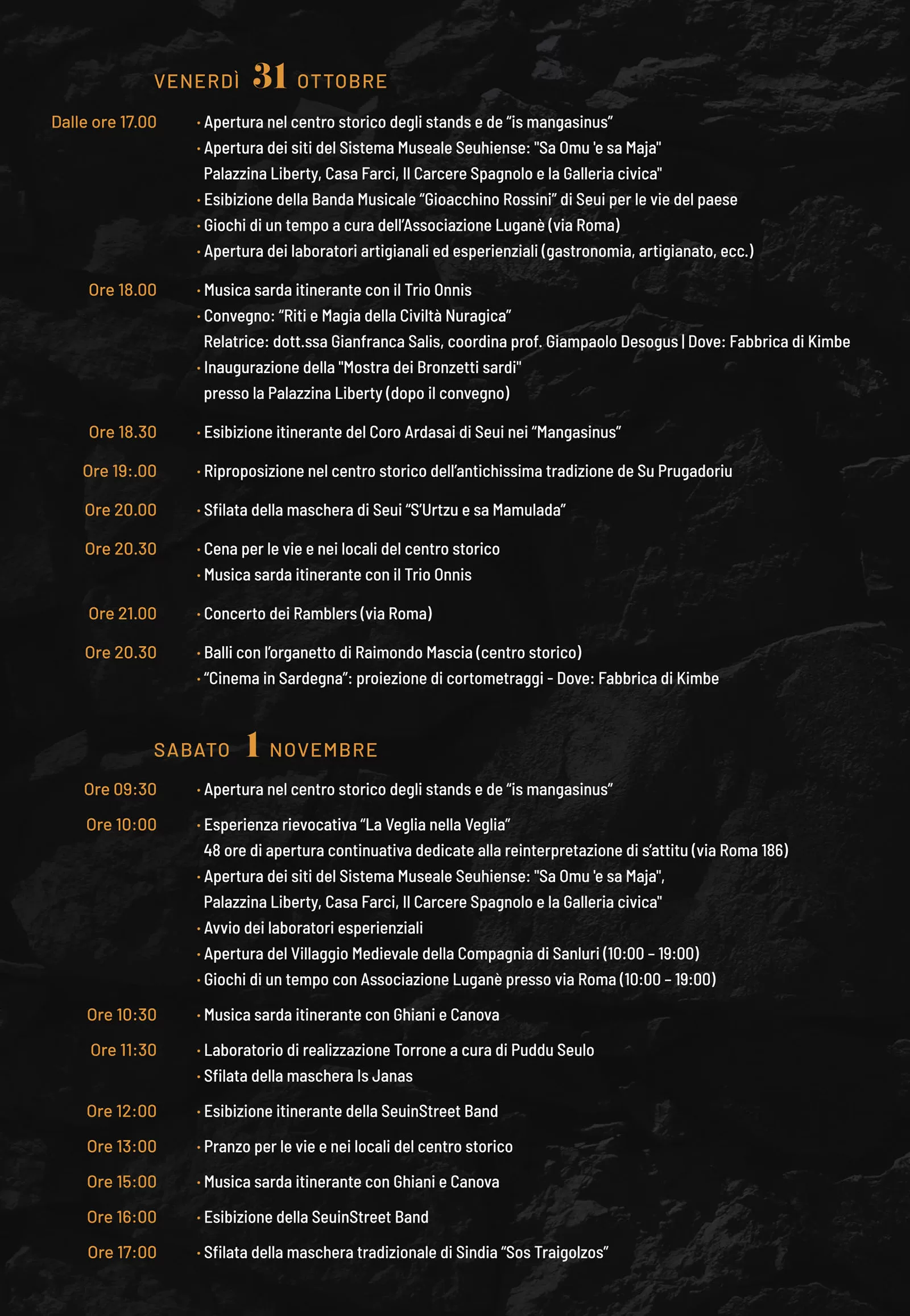 Su Prugadoriu a Seui - Programma 2025