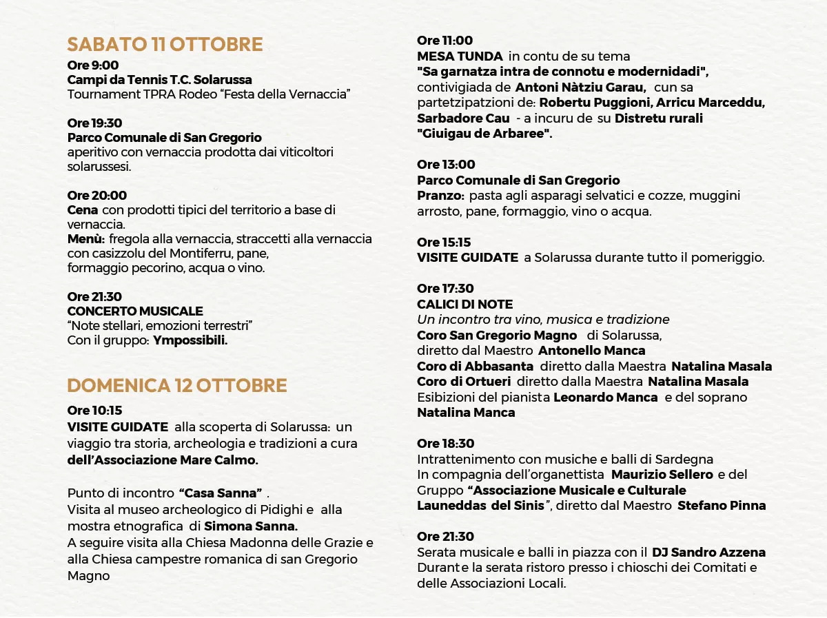 Vernaccia e Tradizione Programma 2025