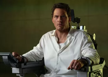 Chris Pratt in “Mercy - Sotto accusa”. Foto Justin Lubin © 2025 Amazon Content Services LLC. All Rights Reserved