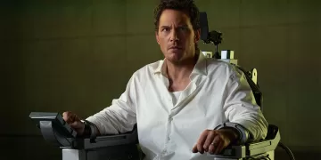 Chris Pratt in “Mercy - Sotto accusa”. Foto Justin Lubin © 2025 Amazon Content Services LLC. All Rights Reserved