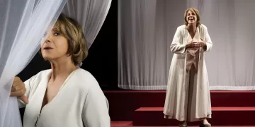 Lella Costa in “Otello / di precise parole si vive”. Foto Serena Serrani