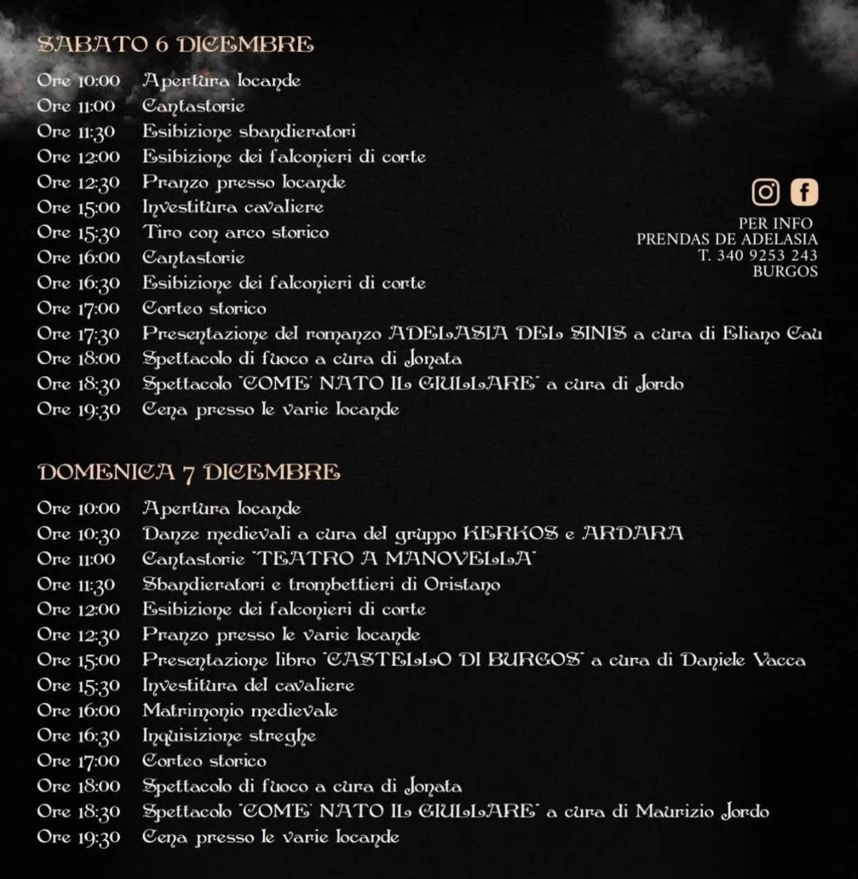 Prendas de Adelasia - Programma 2025