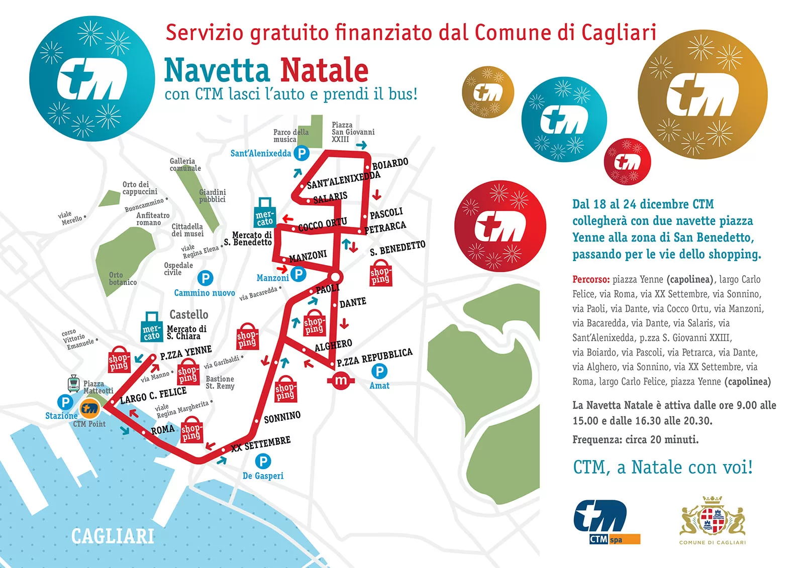 CTM Cagliari - Mappa Navette Natale 2025