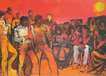 Liliana Cano, particolare del dipinto murale per la sala da ballo dello Sporting Club di Fonni (1979)