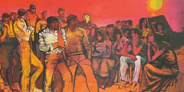 Liliana Cano, particolare del dipinto murale per la sala da ballo dello Sporting Club di Fonni (1979)