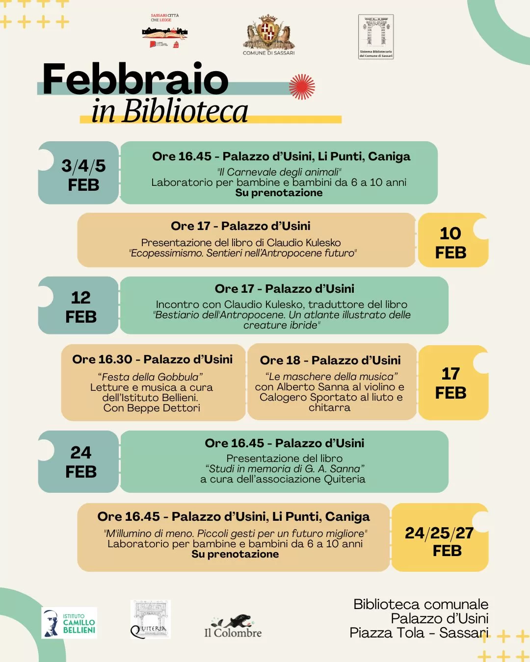 Febbraio nelle biblioteche comunali di Sassari