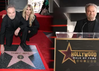 Franco Nero con Tiziana Rocca sulla Hollywood Walk of Fame. ©Daniele Venturelli
