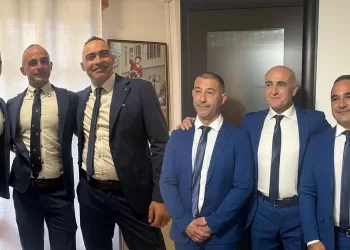 I componidoris Daniele Mattu (sx) e Graziano Pala (dx) con i compagni di pariglia