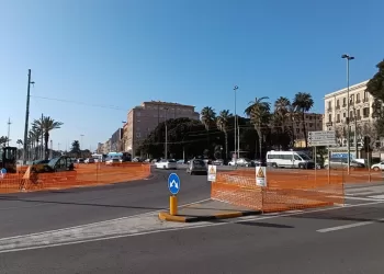Il cantiere in Piazza Amendola a Cagliari