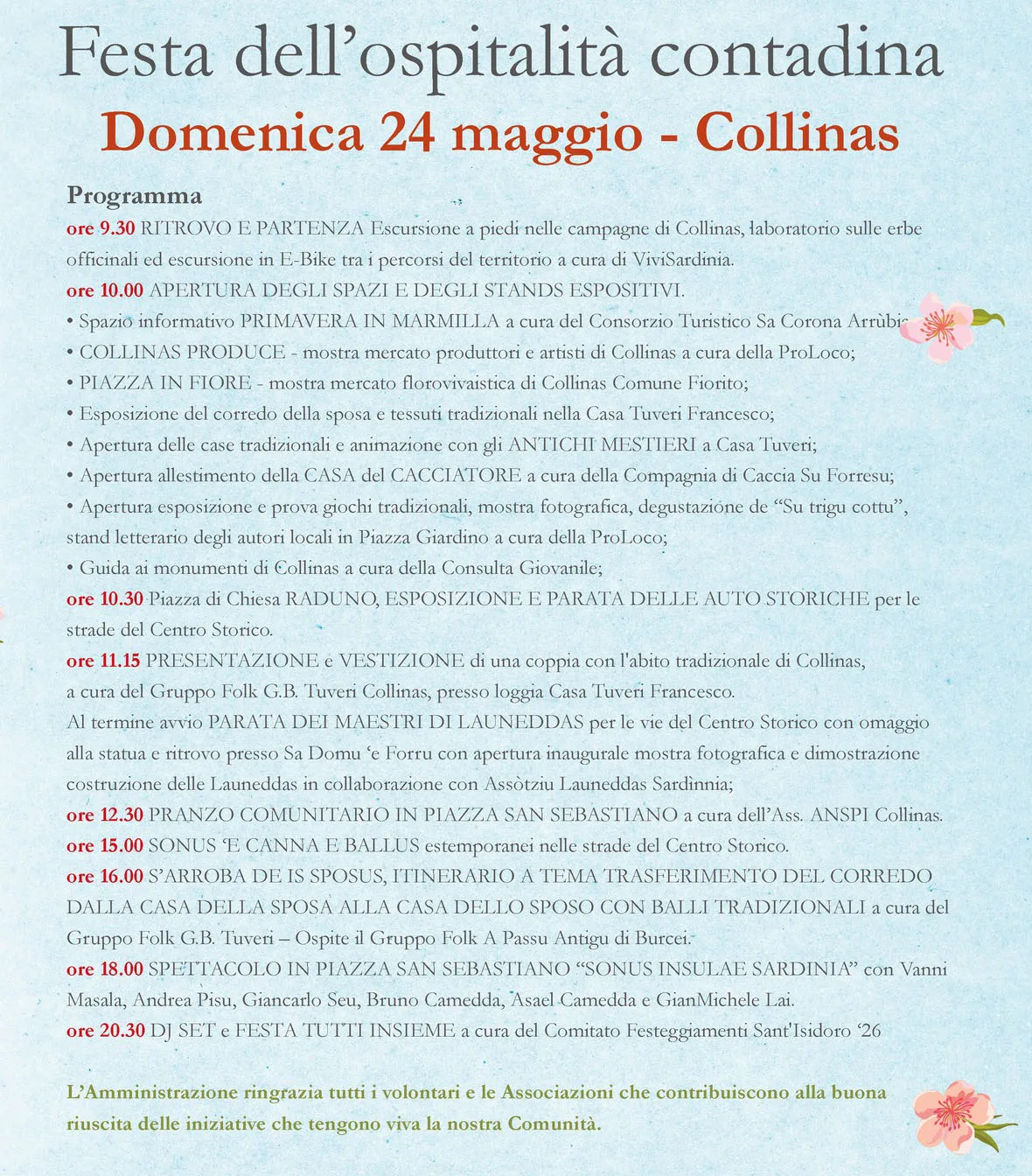 Collinas - Festa dell’ospitalità contadina 2026