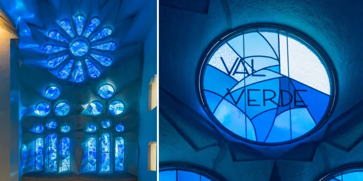 La vetrata della Sagrada Família dedicata al Santuario di Nostra Signora di Valverde
