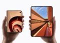 iPhone Duo di Apple mostrato aperto e chiuso, con display pieghevole