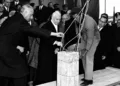 Antonio Segni posa la prima pietra della Facoltà di Agraria di Sassari